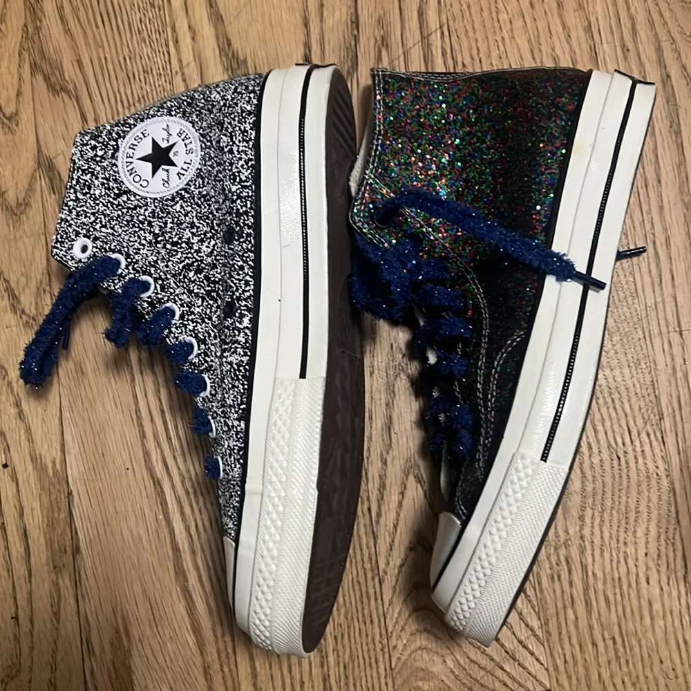 CONVERSE + J.W ANDERSON CHUCK TAYLOR ALLSTARS GLITTER‎ HIGH TRAINERS SZ M9 W11